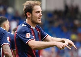 El delantero de Rentería celebra uno de los 11 goles que ha firmado esta temporada