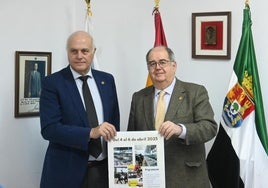 El alcalde y presidente de la Entidad Ferial junto al comisario de Ferias en la presentación